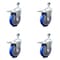 Service Caster 5 Inch Blue Polyurethane Swivel 1/2 Inch Stem Caster Set with Total Lock Brake SCC-TSTTL20S514-PPUB-BLUE-121315-4 - alternate 1
